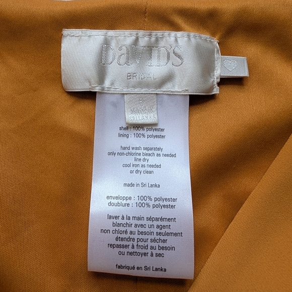 LIKE NEW David's Bridal Marigold Georgette Flutter Sleeve Wrap Bridesmaid Dress - Picture 4 of 5